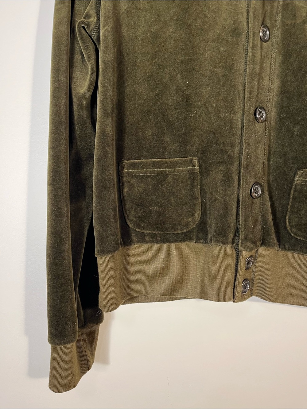 Lauren Ralph Lauren Vintage Olive Green Velvet Velour Shawl Collar Jacket Large - Picture 4 of 13